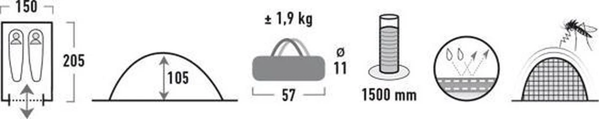 High Peak Monodome Pu Koepeltent - Blauw - 2 Persoons - Afbeelding 10