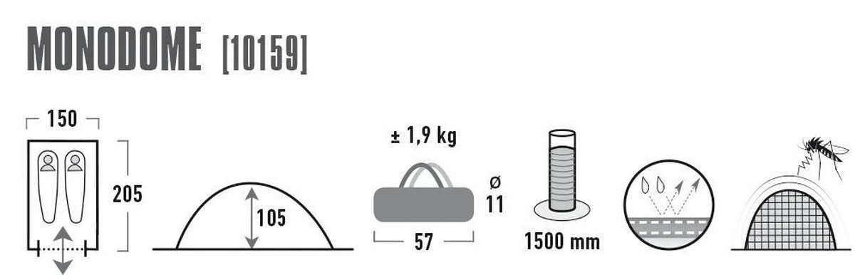 High Peak Monodome Pu Koepeltent - Blauw - 2 Persoons - Afbeelding 7