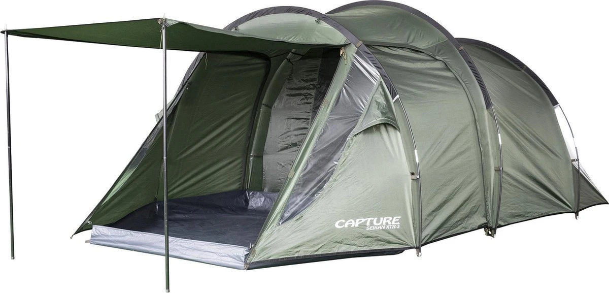 Capture Outdoor, 3-Man XXL Tent "Seikan XTR-3", Voor 3 XXL Personen, 215x400x155cm, DeLuxe Tent En Canvas, "Airflow System", …