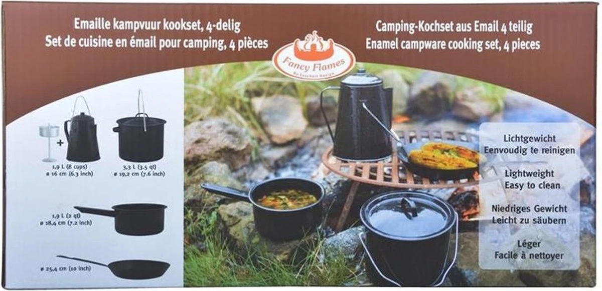 ESSCHERT DESIGN Pannenset Kampvuur - 4 Delig - Outdoor - Metaal - Afbeelding 4