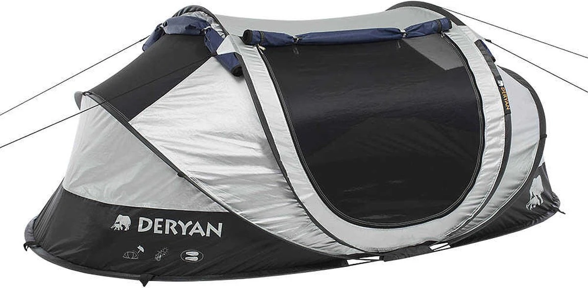 Deryan Cocoon Pop Up Tent - Slaapzak - Luchtbed - Luchtpomp - 4 Persoons - Zilver - Afbeelding 14