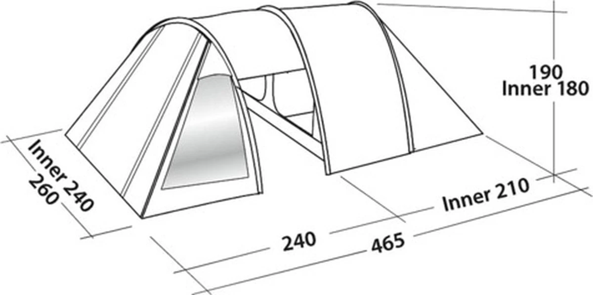 Easy Camp Tunneltent 4-persoons Galaxy 400 Staalgrijs En Blauw - Afbeelding 3