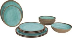 Bo-Camp Servies Halo - 12 Delig Melamine - Aqua
