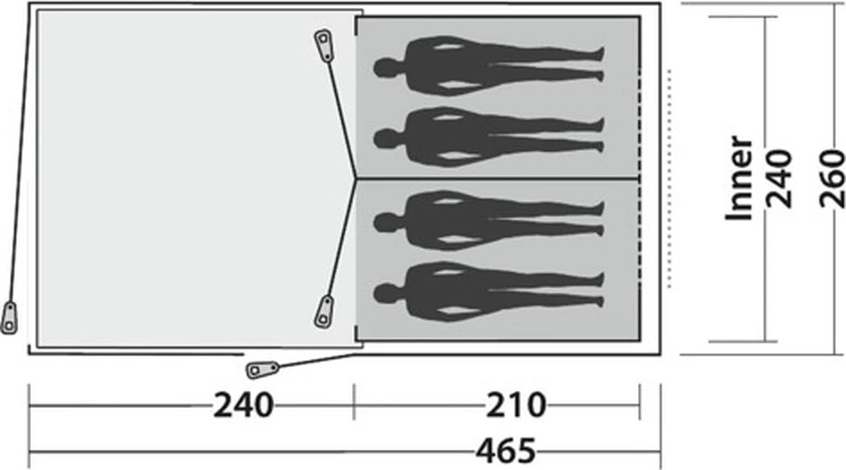 Easy Camp Tunneltent 4-persoons Galaxy 400 Staalgrijs En Blauw - Afbeelding 2