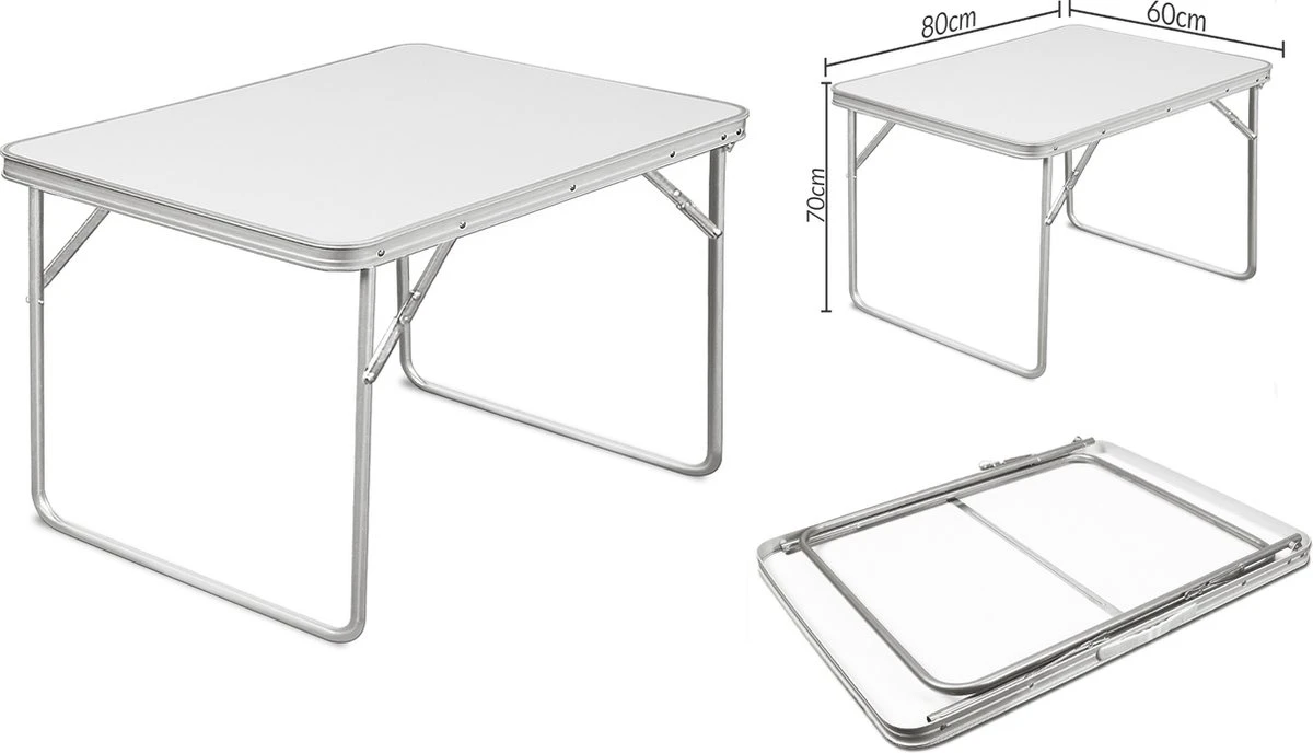 Merkloos Aluminium Inklapbare Tuintafel - Campingtafel - 80x60x68 Cm - Afbeelding 8