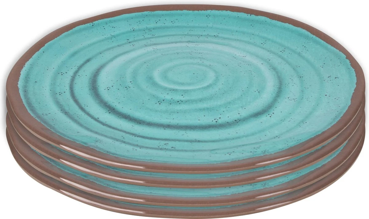 Bo-Camp Ontbijtbord - Halo - 100% Melamine - 4 Stuks - Aqua