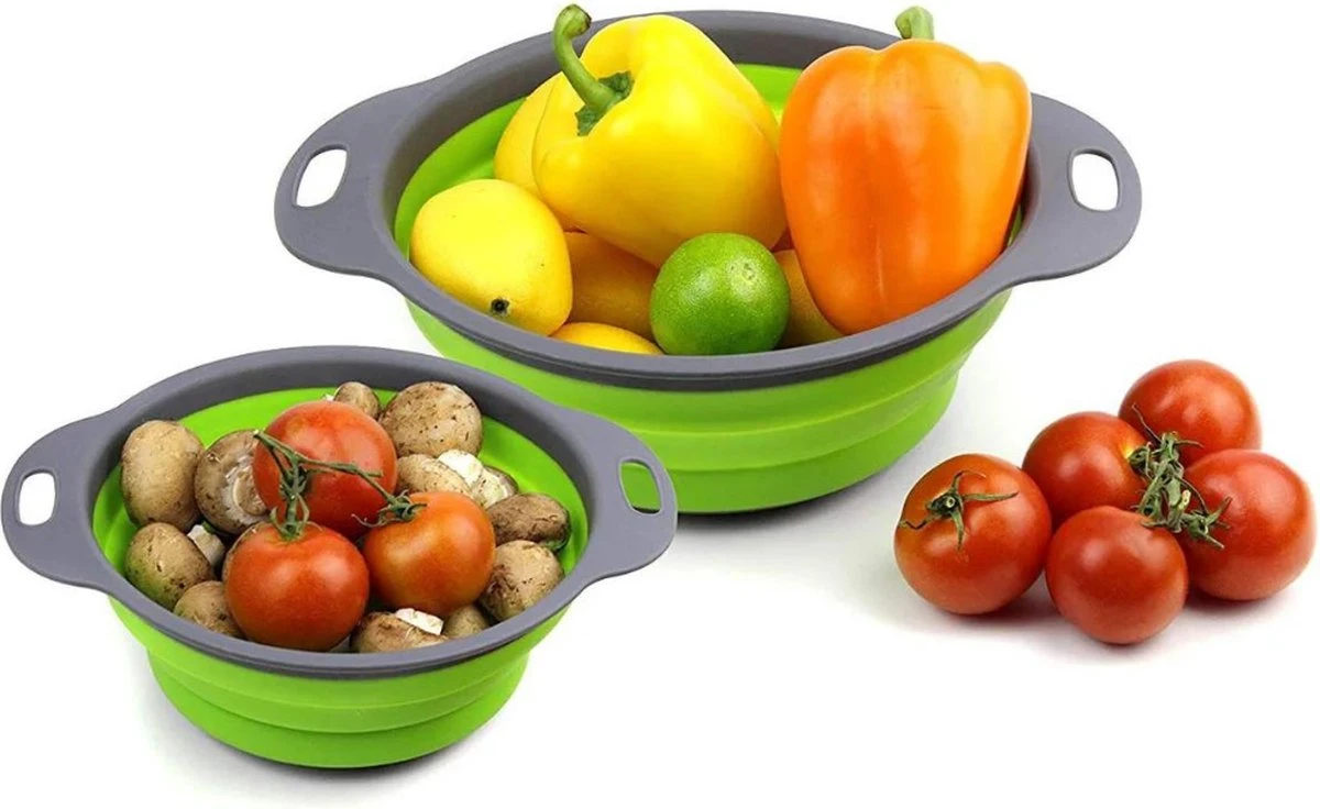 Buxibo - 3-Delige Keuken Vergiet Set Inklapbaar Groen/Grijs - Afbeelding 17