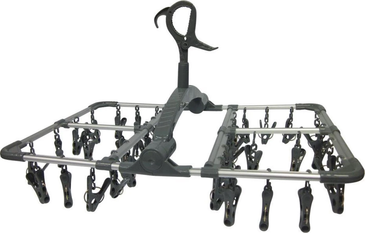 Bo-Camp Droogcarrousel Met Knijpers - Klemkleerhaak - Opvouwbaar - 36 Knijpers - Grijs