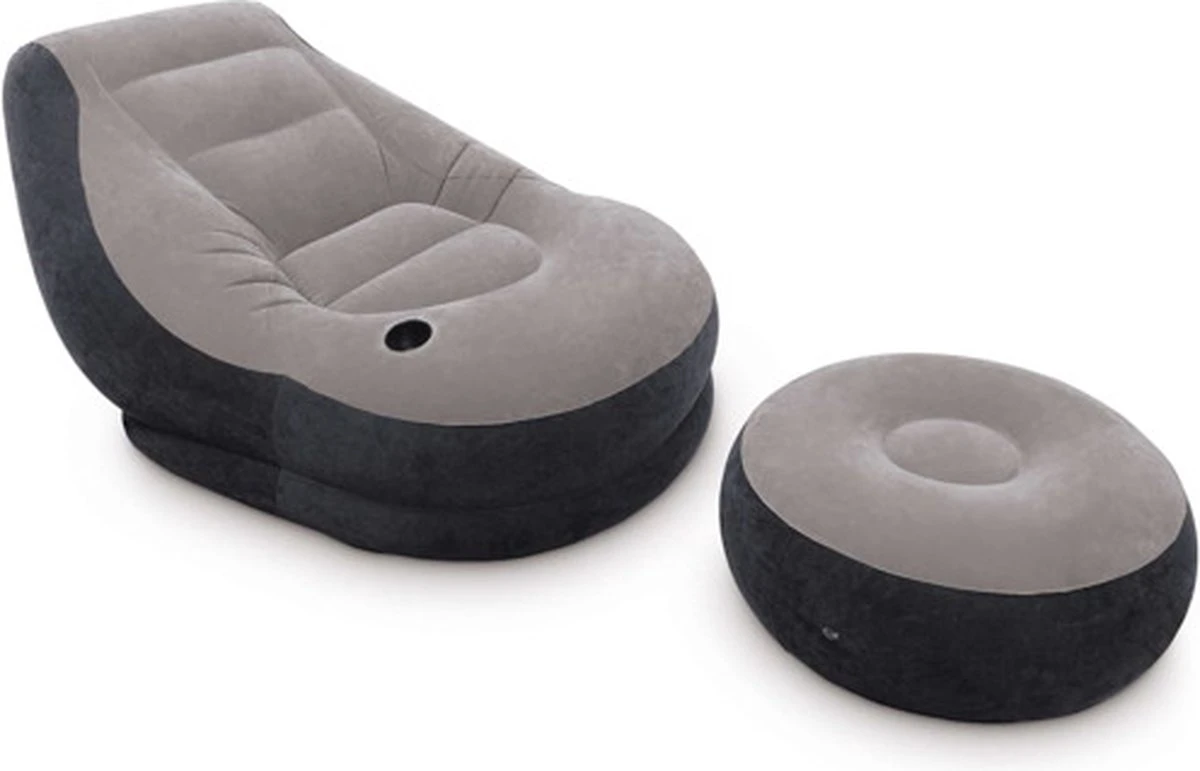 Intex Lounge Stoel - Ultra Lounge - Opblaasbaar - Grijs/zwart - Afbeelding 7