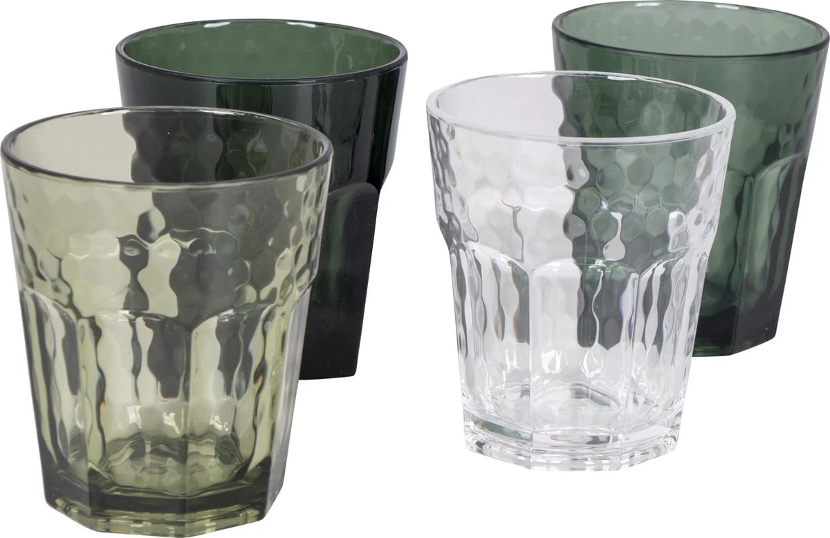 Bo-Camp - Limonade Glas - Mix & Match - 4 Stuks - 200 Ml - Groen