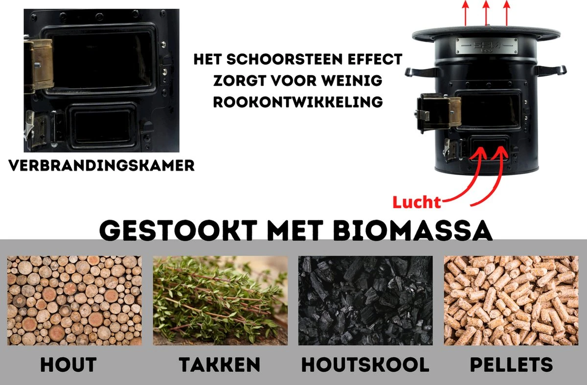 Dutch Rocket Stove - Rocket Stove - Kooktoestel Op Houtvuur - Met Draagtas - Dutch Oven - Afbeelding 2