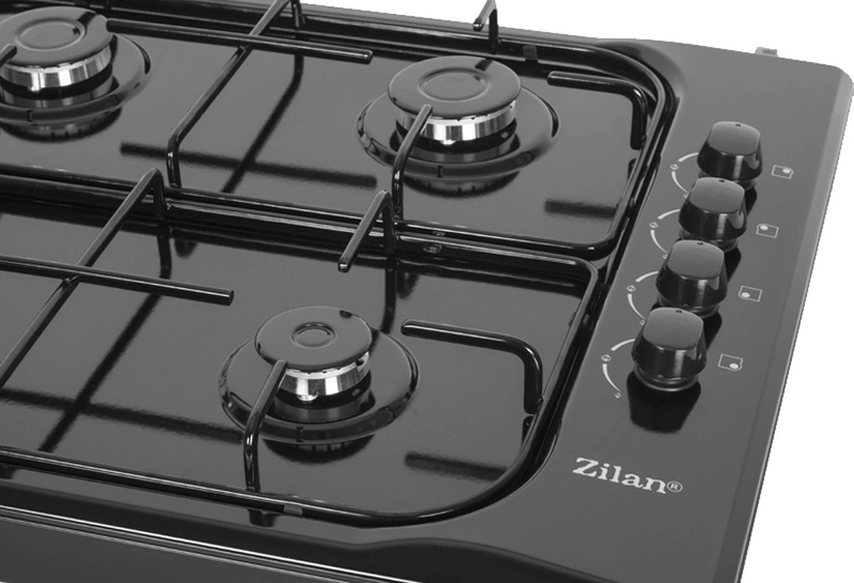 Zilan - Vrijstaande Gaskookplaat - 4 Branders - Gaskooktoestel 4 Pits - Zwart - Roestbestendig - Afbeelding 3