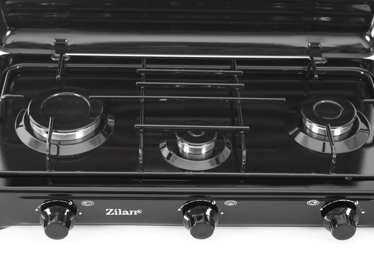 Zilan - Gas Kooktoestel 3 Pits - Campingkooktoestel - Gaskookplaat - Zwart - Afbeelding 3