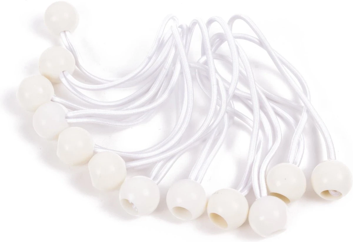 Elastiek Met Bal Wit - 12 Delig - Spanelastiek - 17cm - Benson