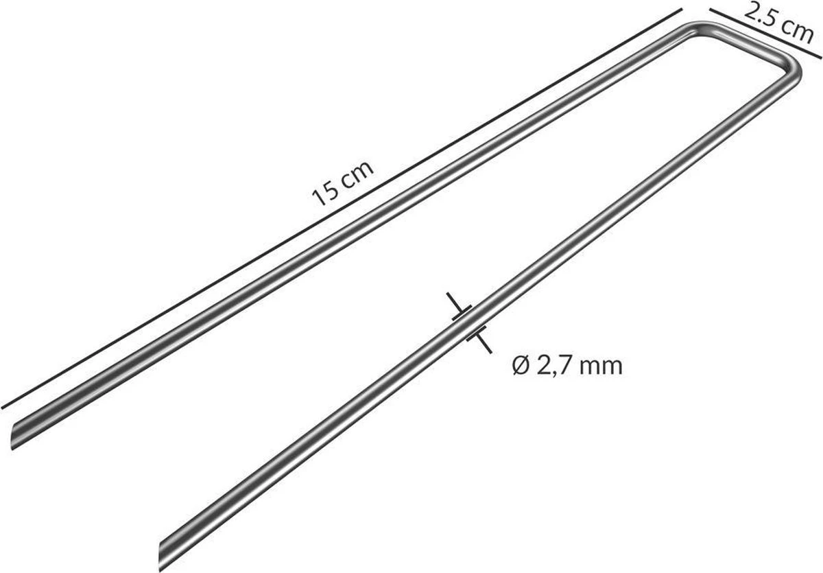 Gardebruk Haringen Set Van 50 Gegalvaniseerd Staal LxØ 150x2,7mm - Afbeelding 2