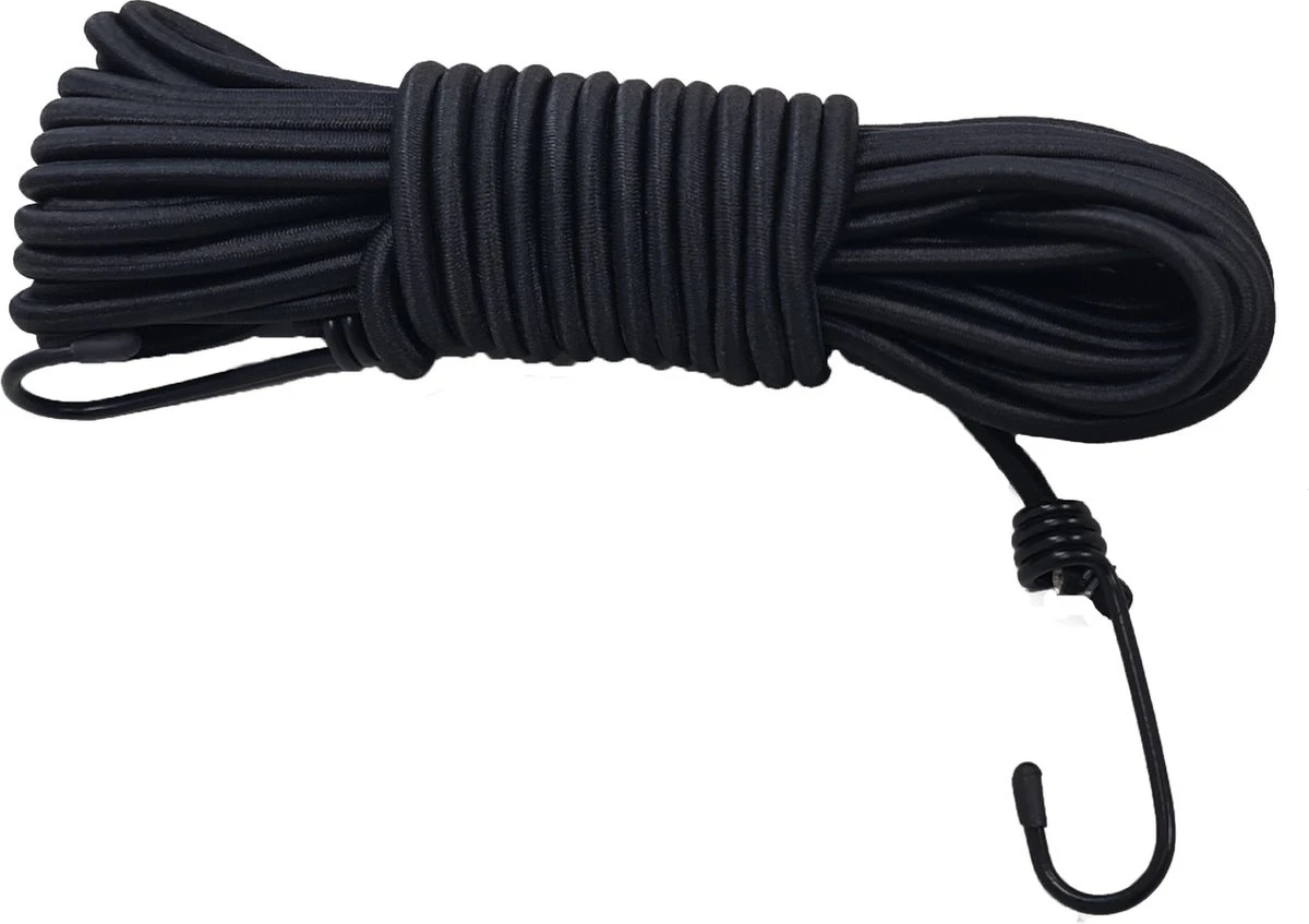 Merkloos Elastiekkoord - 10mtr - 10mm - Zwart - Bundel - Elastisch Koord
