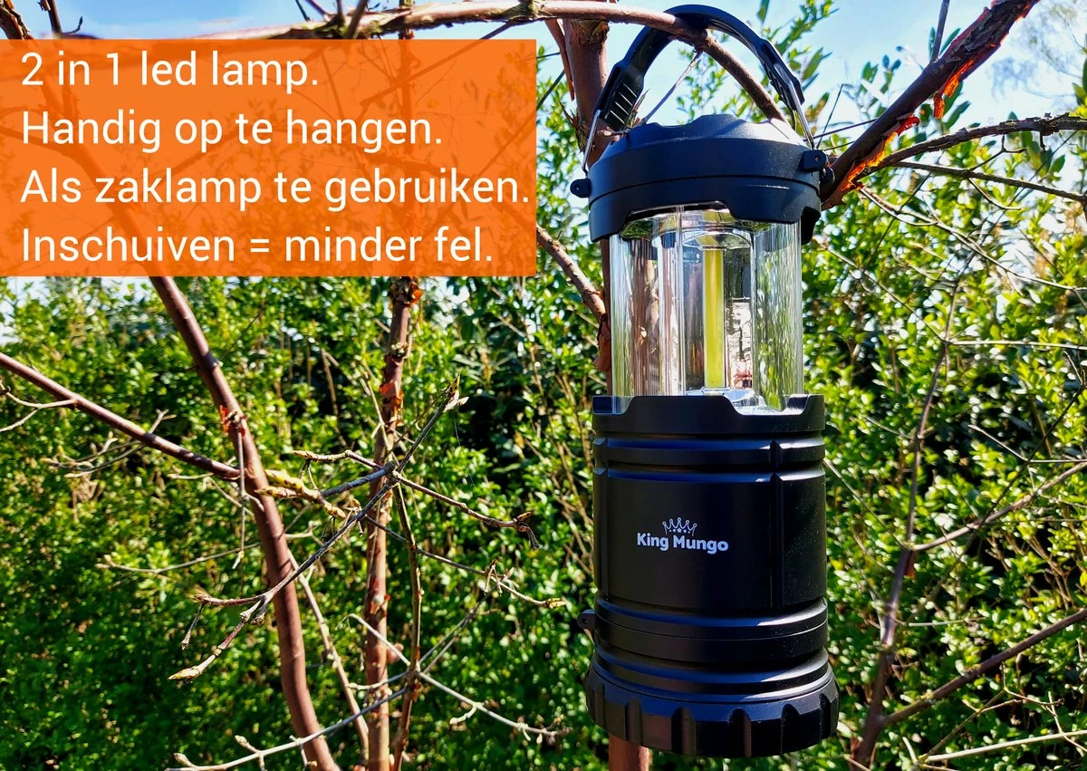 LED Camping Lamp 2 In 1 Hoge Kwaliteit - Zaklamp En Campinglamp - Inclusief AA Batterijen - Afbeelding 6