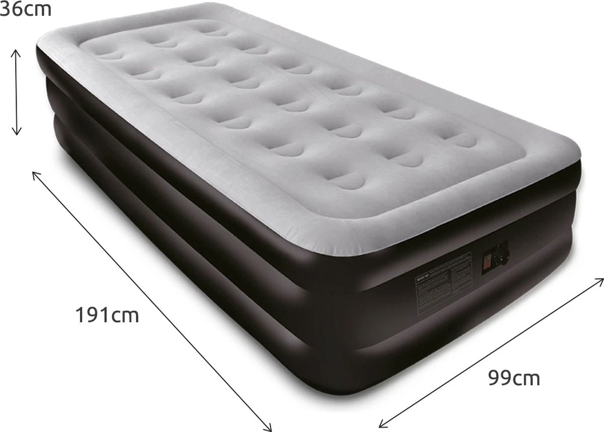 BluMill Eenpersoons Luchtbed - Met Ingebouwde Pomp - Luchtbed Zelfopblazend - Incl. Draagtas - 191x99x36 Cm - Afbeelding 4