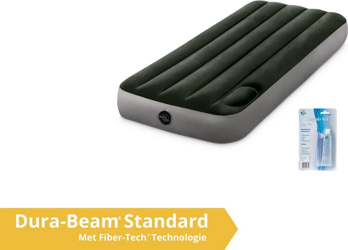 Intex Luchtbed - Downy - Formaat: Cot - B76 X L191 X H25 Cm - Ingebouwde Voetpomp- Met Reparatieset - Afbeelding 8