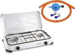 Kemper Gas Kooktoestel - Campingkooktoestel - INCLUSIEF Installatiesetje - Met 2 RVS Branders - 2600W
