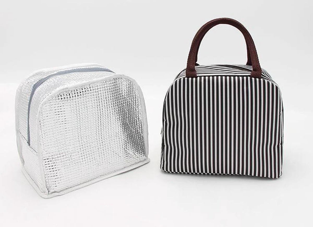 Lunchtas - Koeltas - Schooltas - Leuke Vrolijke Picknicktas - Kinderen & Volwassenen - Zwart/Wit - Afbeelding 2