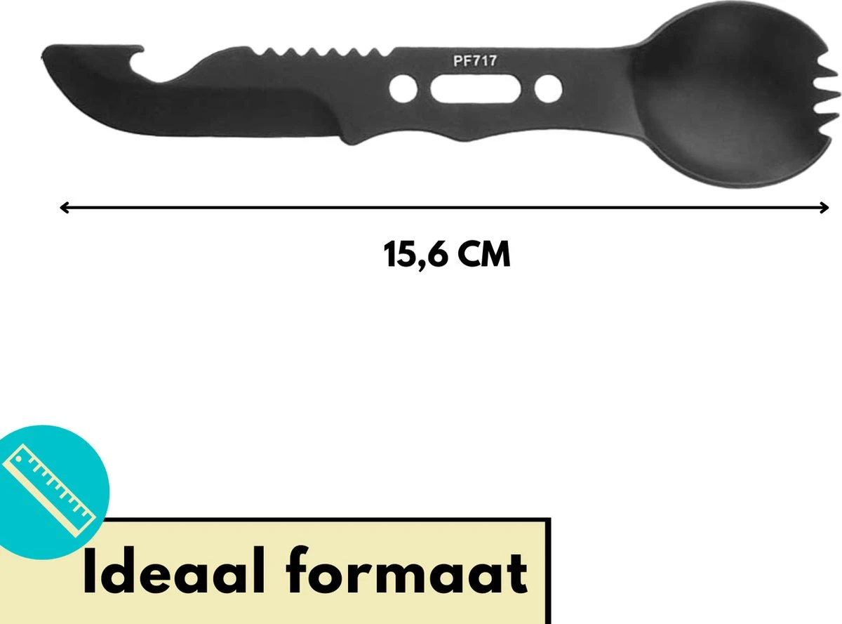 Lynnz® Spork 7 In 1 - Camping Bestek - Campingbestek - Campingservies - Reisbestek - Bestek To Go - Jachtmes - Rambomes - Afbeelding 5