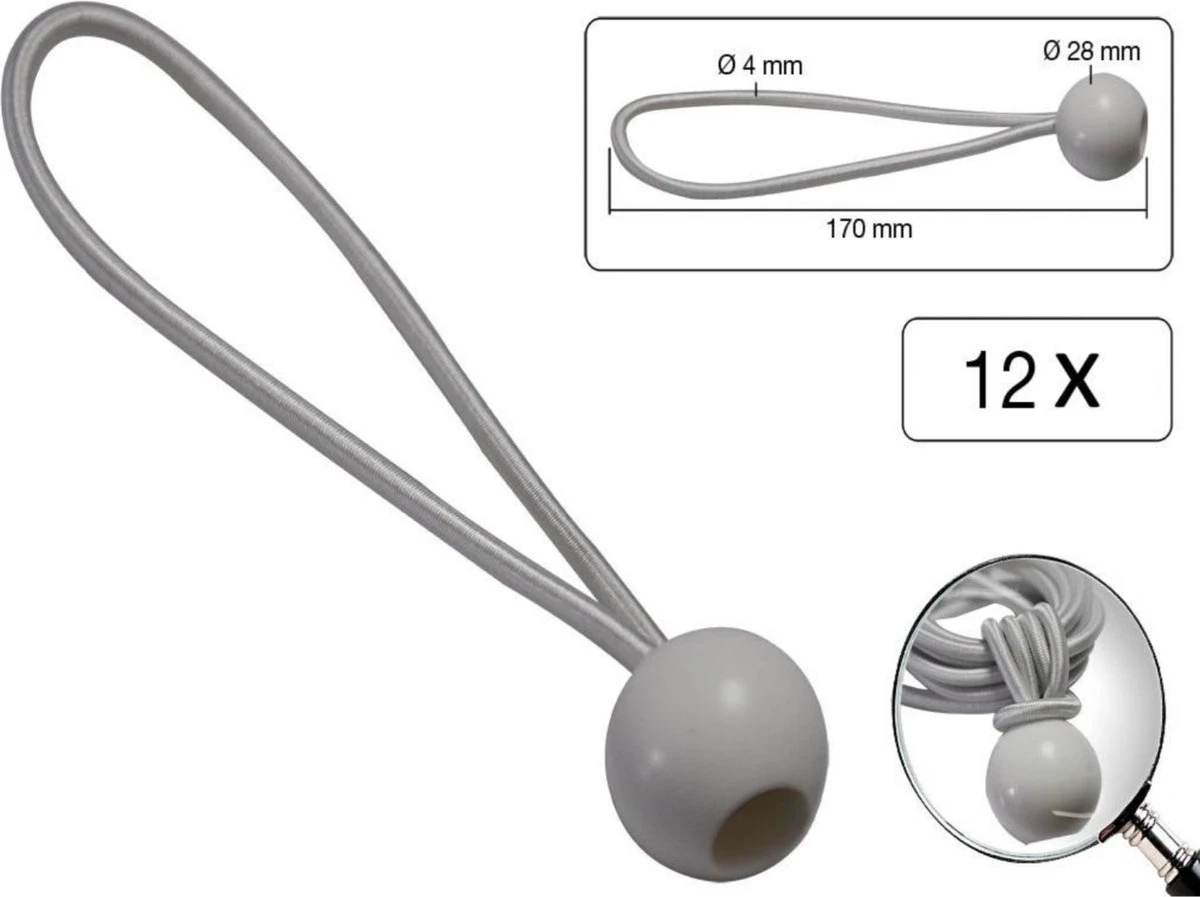 Elastiek Met Bal Wit - 12 Delig - Spanelastiek - 17cm - Benson - Afbeelding 7