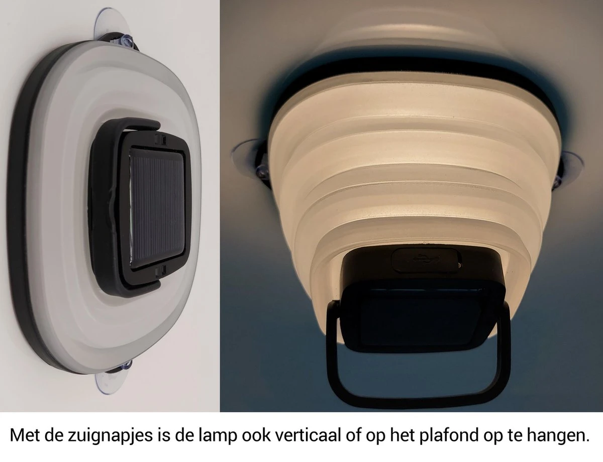 Solar Led Camping Lamp - Tent Verlichting Oplaadbaar - Solar Lantaarn Tafellamp Opvouwbare Campinglamp - King Mungo - Afbeelding 4