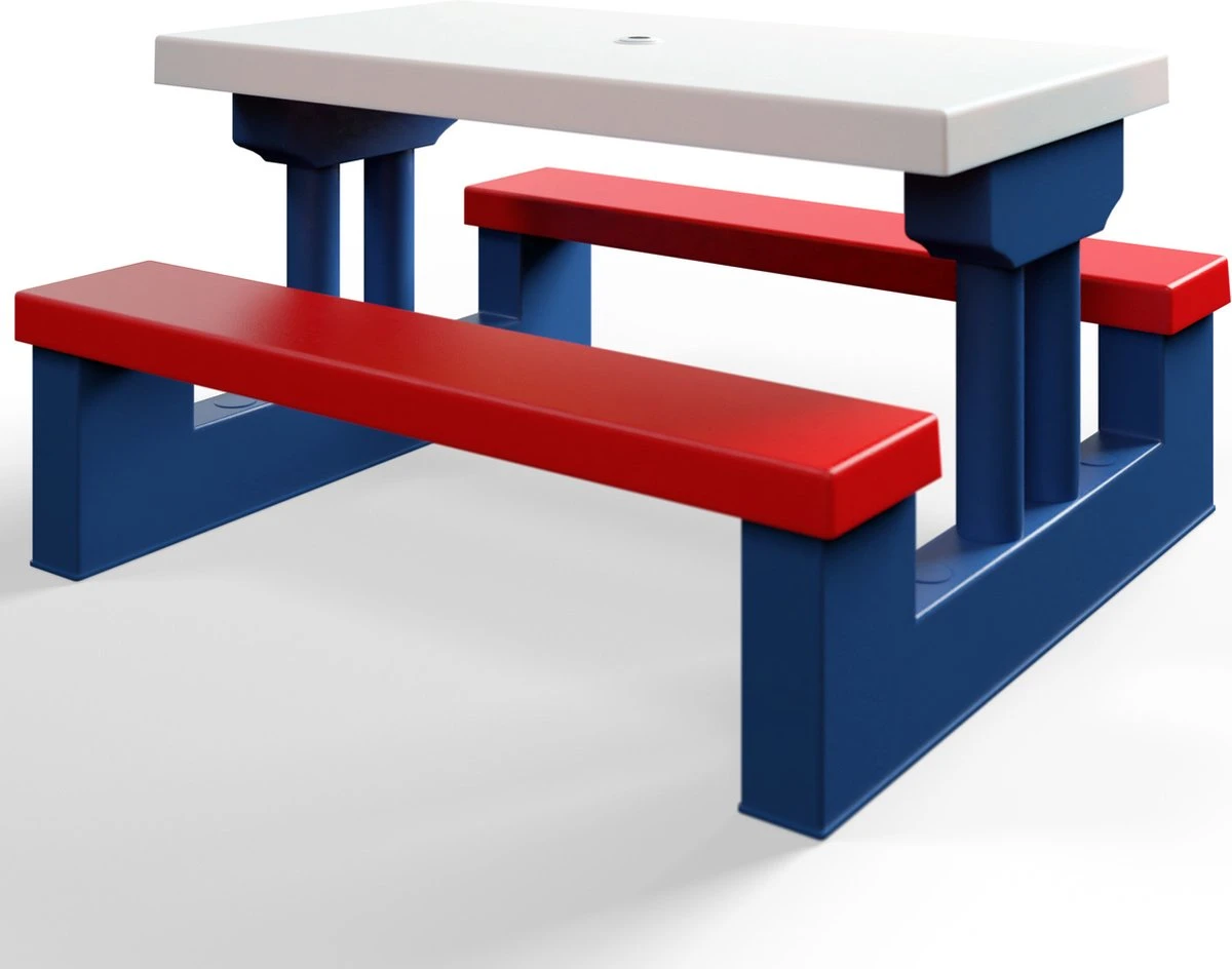 Merkloos Kinder Picknicktafel Met Parasol - Blauw - Afbeelding 10