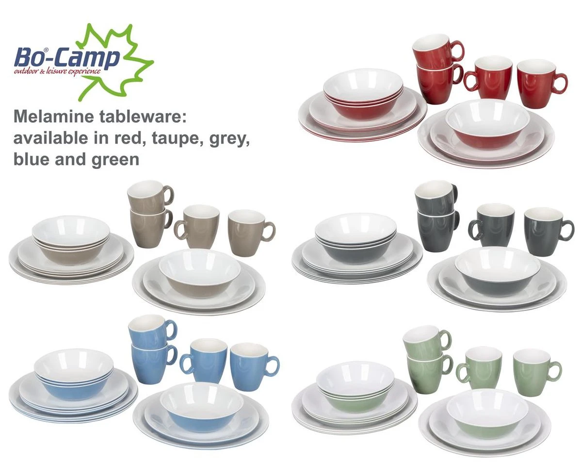 Bo-Camp Servies - Campingbord - 100% Melamine - 16-delig - Grijs - Afbeelding 7