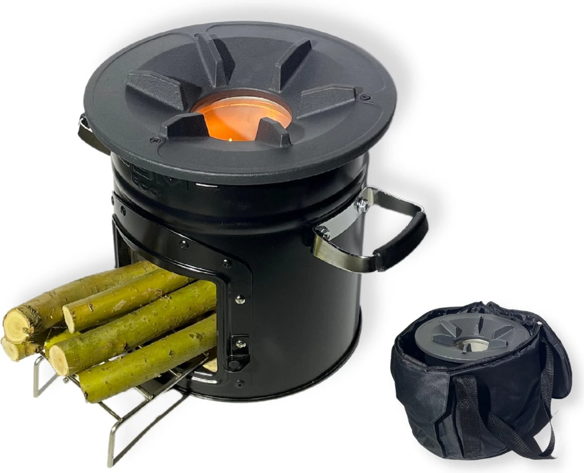 Thuiser Rocket Stove - Kooktoestel Op Houtvuur - Camping Gadget - Buiten Koken Op Vuur - Kookkachel Voor Buiten - Buiten Koken Op Vuur Toestellen - Kampeer Gadgets - Gadgets Mannen - Kampeer Kooktoestel - Kookkachel Op Hout - Met Draagtas