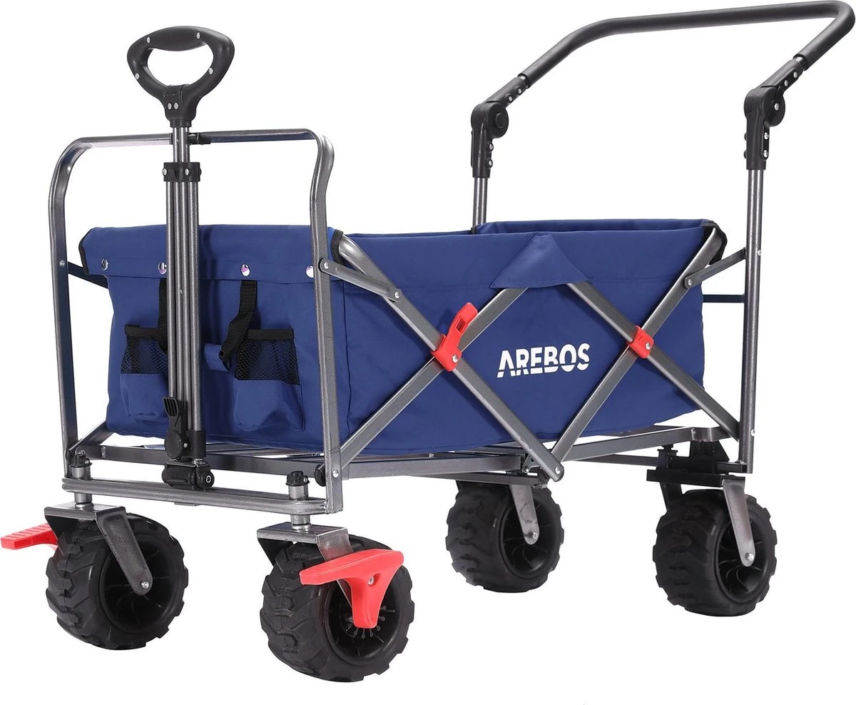 AREBOS Handkar | Transportwagen | Apparatuurwagen | Opvouwbaar | Duwstang| Blauw - Afbeelding 10