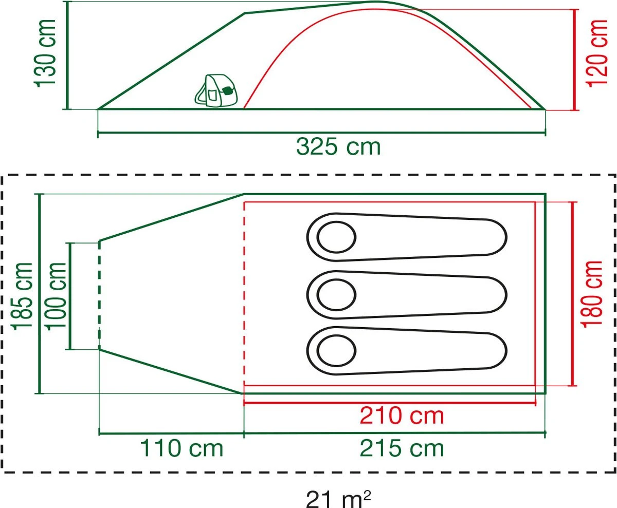 Coleman Darwin 3 Plus Koepeltent - 3-Persoons - Groen - Afbeelding 12