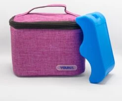 Youha® Koeltas Met Koelelement - Babymelk Koelen - Moderne Moedermelk Tas - Babymelk Koud Houden - Handig Draadbaar - Kleur: Roze/Paars