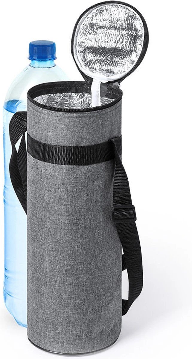 Merkloos Flessenkoeler - Koeltas Fles - Champagnekoeler - Wijnkoeler - Isolatie - Volwassenen - Dames - Heren - 11 X 35 Cm - 1,5 Liter - Gerecyclede PET Flessen - Polyester - Aluminium - Grijs - Afbeelding 2