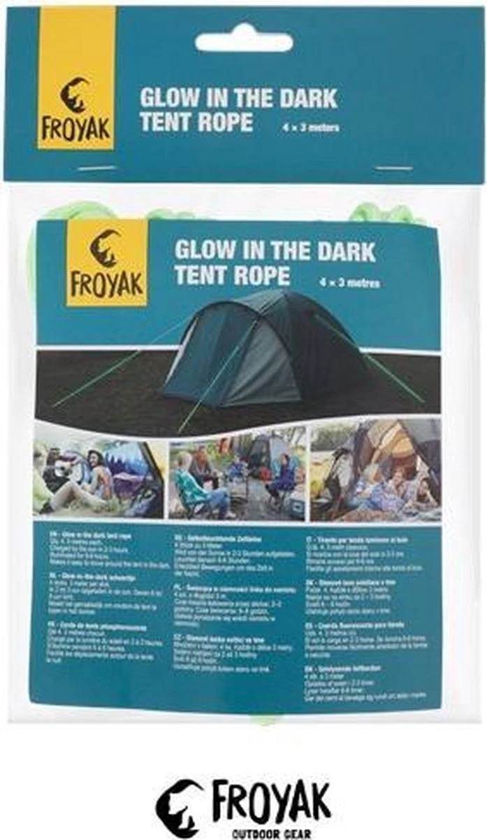 Froyak Glow-in-the-dark Scheerlijnen - Scheerlijn Voor Tent - Werken Op Zonlicht - 4 Stuks - Afbeelding 2