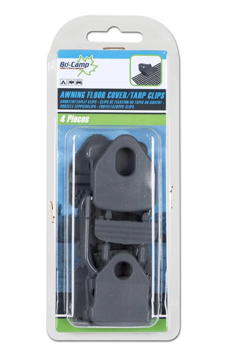 Bo-Camp Tenttapijt Clips - Universeel - 4 Stuks - Grijs - Afbeelding 2