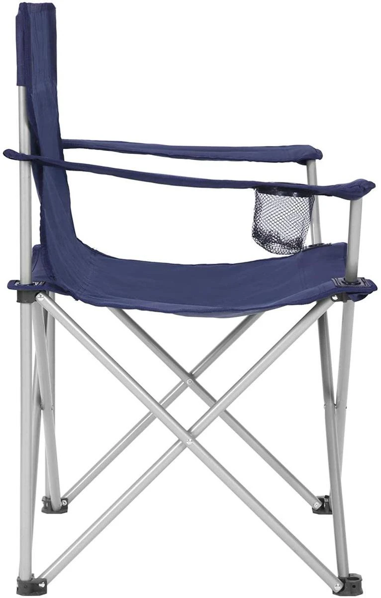 Set Van 2 Opvouwbare Campingstoelen, Klapstoelen Voor Buiten, Comfortabel, Met Armleuningen En Bekerhouders, Stabiel Frame, Draagvermogen 120 Kg - Blauw - Afbeelding 8