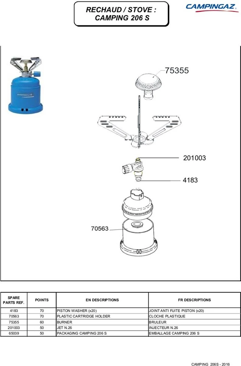 Campingaz 206 Camping Kooktoestel - 1-pits - 1250 Watt - Afbeelding 2