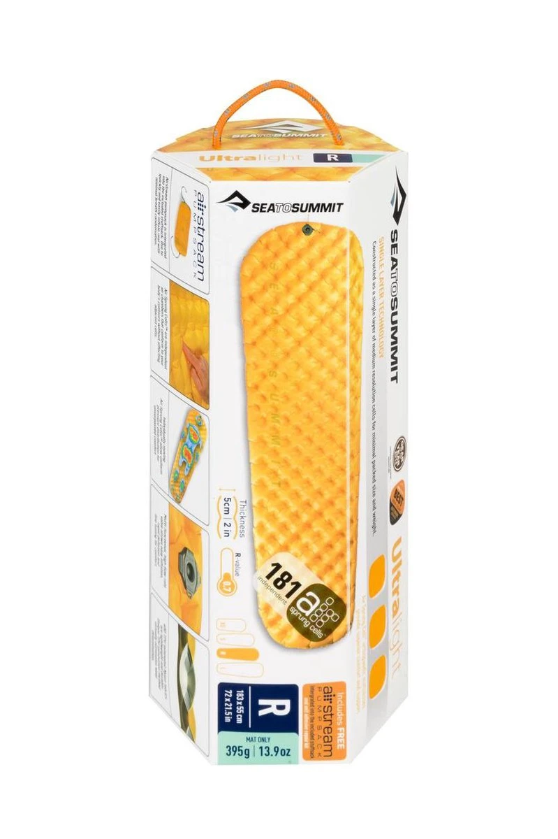 Sea To Summit UltraLight Large - Opblaasbare Slaapmat - 5cm - 495g - Geel - Afbeelding 2