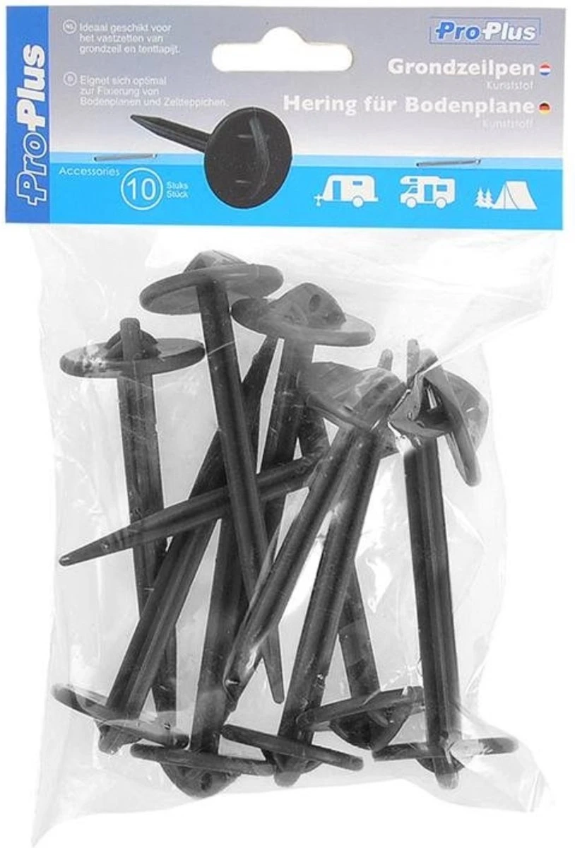 PROPLUS Pro Plus Grondzeilpen - Kunststof - Ø 7.5 X 90 Mm - Zwart - 10 Stuks - Afbeelding 3