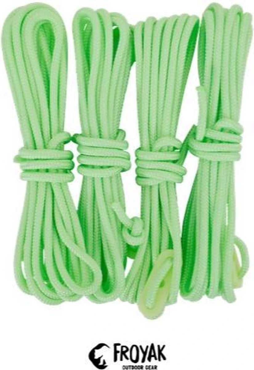 Froyak Glow-in-the-dark Scheerlijnen - Scheerlijn Voor Tent - Werken Op Zonlicht - 4 Stuks