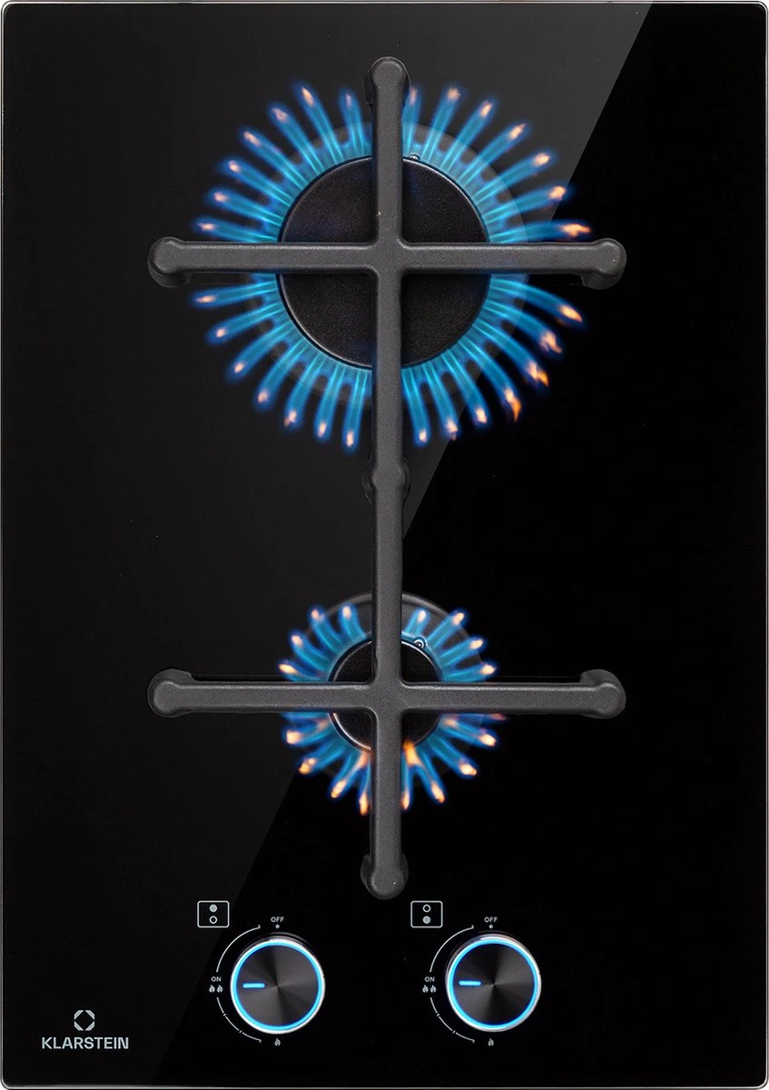 Illuminosa Domino Gaskookplaat 2-pits Sabaf Branders Glaskeramiek