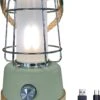 Skandika Kiruna LED-Lamp – Tentlampen – Campinglampen – Buiten Lantaarn – Buitenverlichting – Buiten Lamp - Retro Outdoor Camping Lamp Met Powerbank, Traploos Dimbaar, Draadloos, Oplaadbare Batterij, USB, Warm En Koud Wit, 75h Lichtduur – Groen