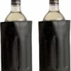 Merkloos 2x Koelelementen Hoezen Zwart Voor Wijnflessen 34 X 18 Cm - Wijnflessen/drankflessen Koelelement - Flessenkoeler - Wijnkoeler