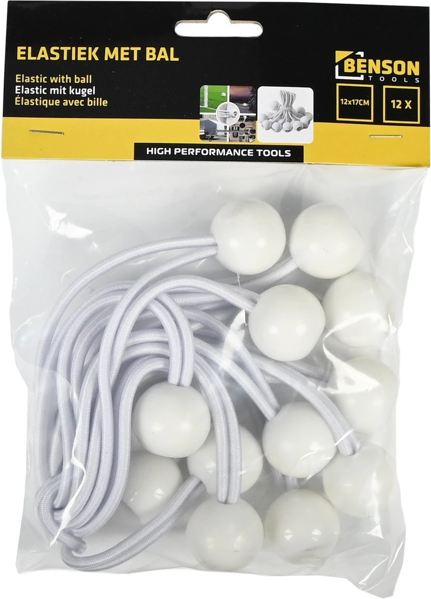 Elastiek Met Bal Wit - 12 Delig - Spanelastiek - 17cm - Benson - Afbeelding 5