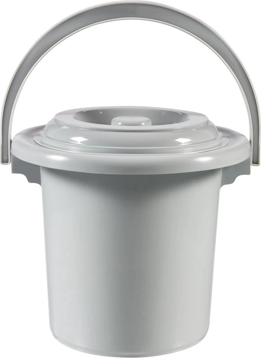 Curver Camping Toiletemmer - Met Deksel - 5 L - Ø 23,5 Cm - Lichtgrijs - Afbeelding 2