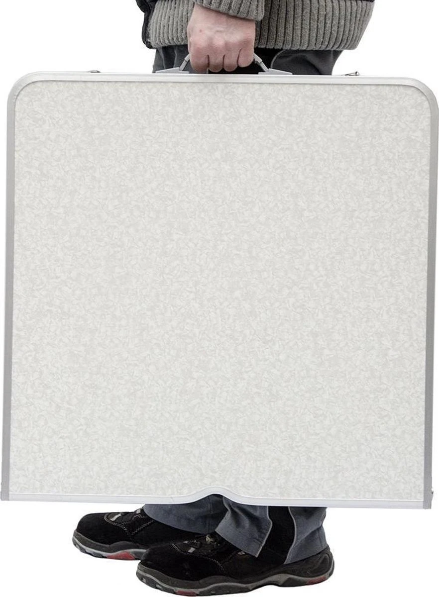 Aluminium Kampeertafel 120x60cm - Campingtafel Inklapbaar - 3-voudig Verstelbare Vouwtafel Grijs - Afbeelding 2