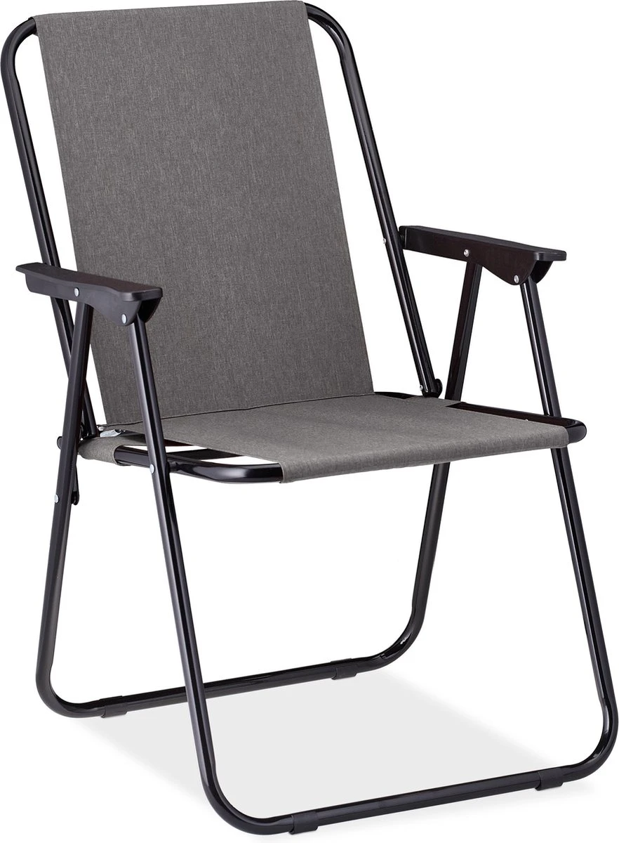 Relaxdays Campingstoel Inklapbaar Set Van 2 - Klapstoel 100 Kg - Visstoel Met Armleuningen - Grijs - Afbeelding 7