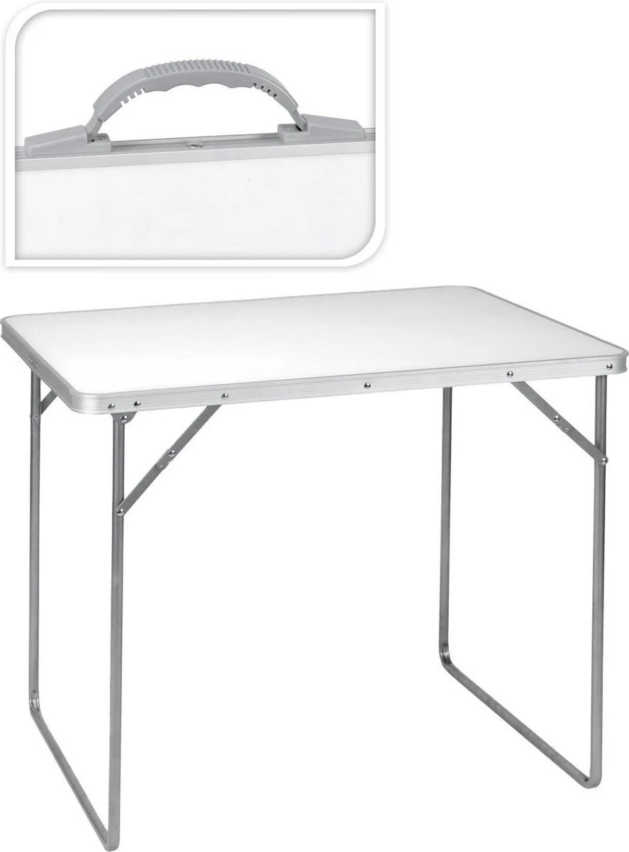 GENERIC Campingtafel Wit - 80 X 60 X 69 Cm - Tuintafel - Inklapbaar